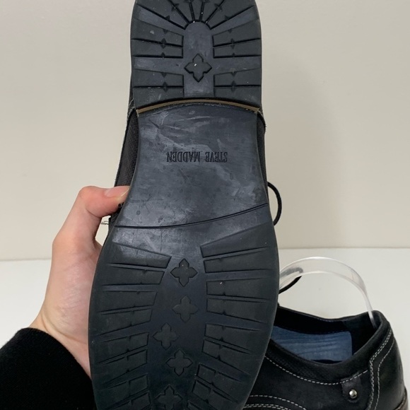 Steve Madden Cherf Black Leather Oxfords Size 10.5 - Picture 5 of 7